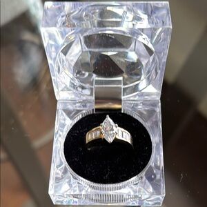 Gold Chevron Design Engagement Ring